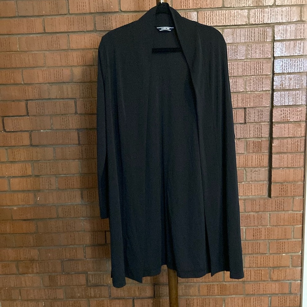 Lands’ End Matte Jersey Black Cardigan